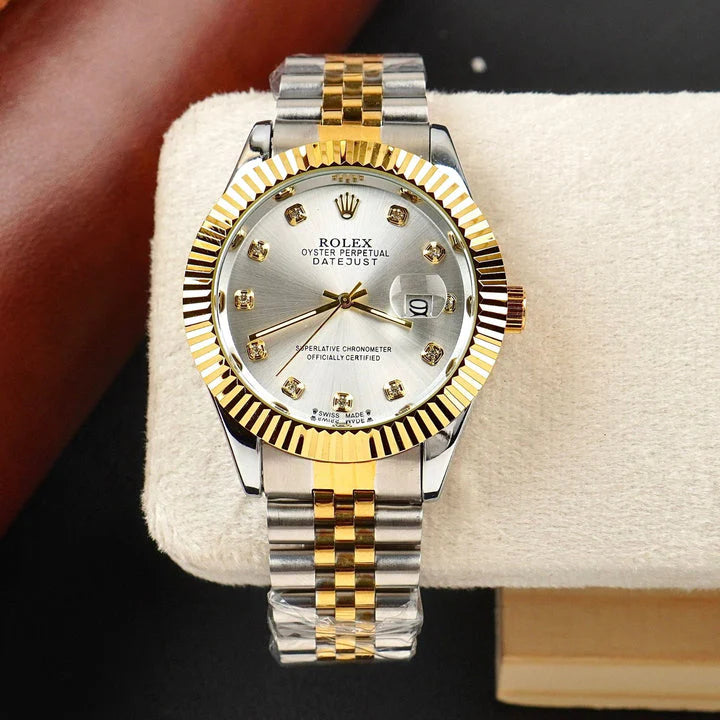 Rolex Golden Silver With Lining  Stainless