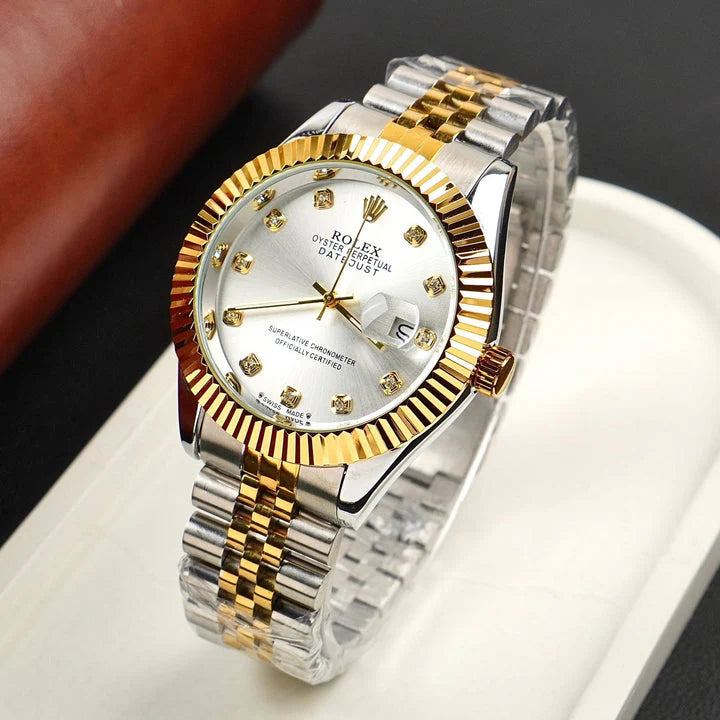 Rolex Golden Silver With Lining  Stainless