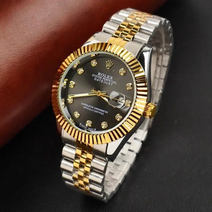 Rolex Golden Silver With Lining  Stainless
