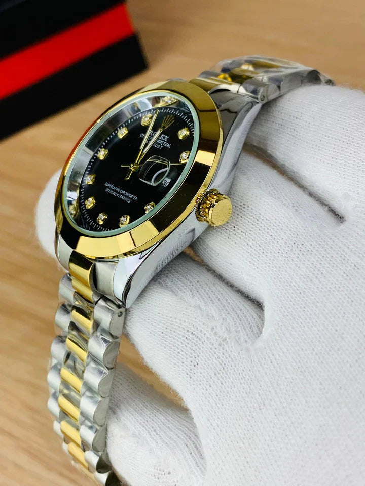 Rolex Golden Silver With Lining  Stainless